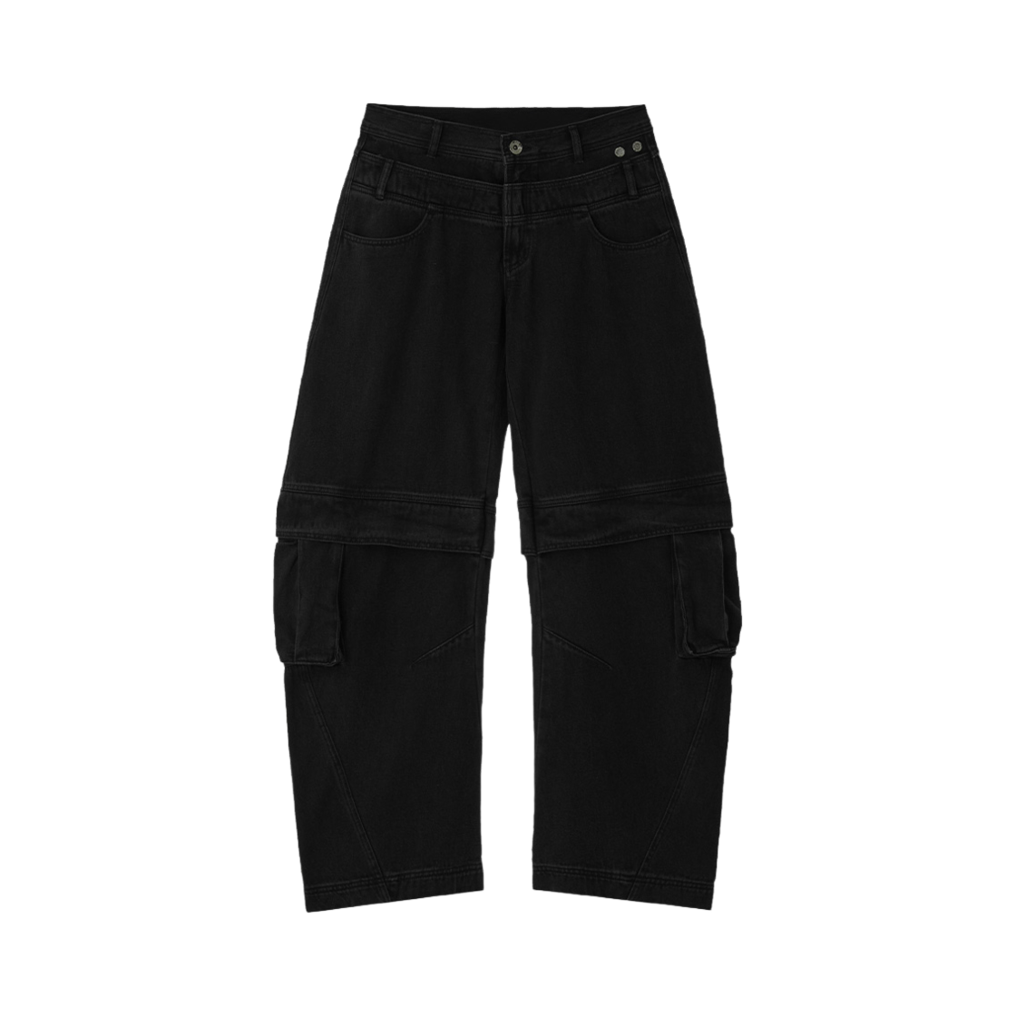 BLR2D12PT01 [KREAM 단독] BLR x POG Divided Curved Line Double Buckle Pants Black