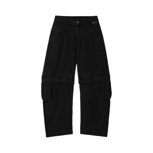 BLR2D12PT01 [KREAM 단독] BLR x POG Divided Curved Line Double Buckle Pants Black