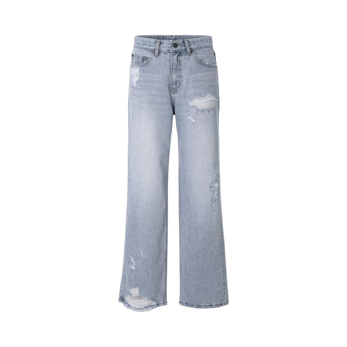 (W) 쓰리타임즈 데미지드 데님 진 라이트 블루((W) Threetimes Damaged Denim Jeans Light Blue)
