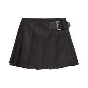 (W) Prada Pleated Re-Nylon Miniskirt Black