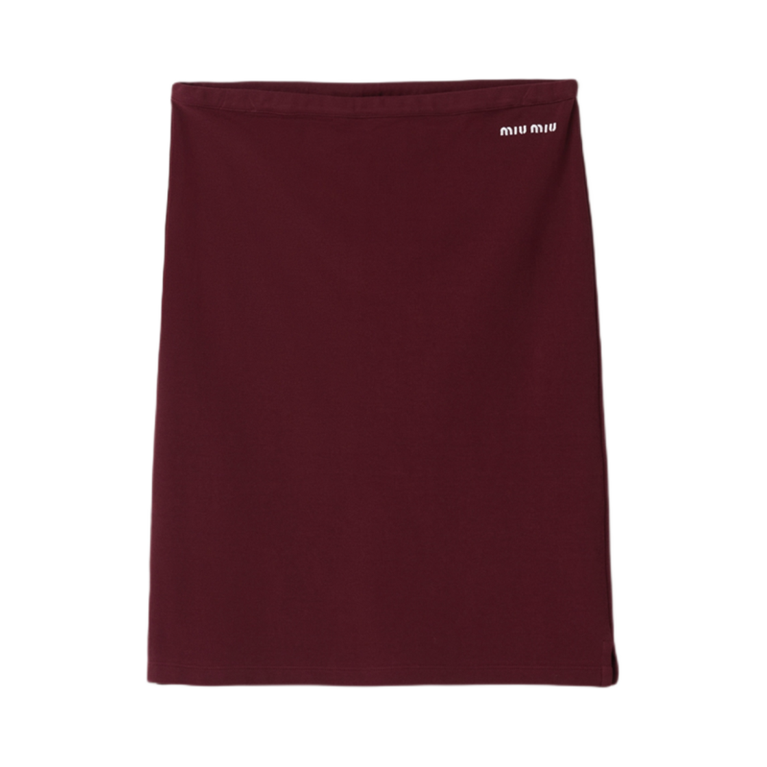 MJD209-14RW-F0399 Miu Miu Cotton Pique Skirt Amaranth Red Maze Yellow