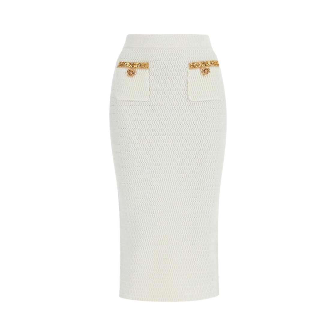 (W) 셀프 포트레이트 루렉스 니트 미디 스커트 크림((W) Self Portrait Lurex Knit Midi Skirt Cream)