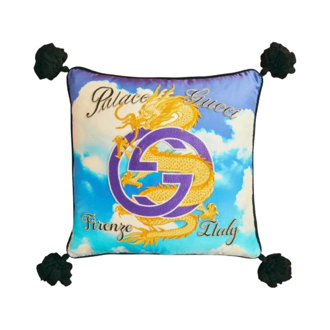 팔라스 x 구찌 패치 프린트 실크 필로우 블루 - 22FW(Palace x Gucci Printed Silk Pillow with Patches Blue - 22FW) - 1
