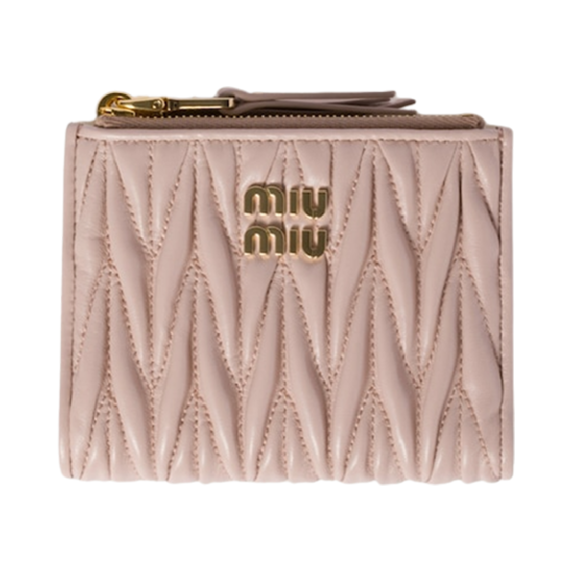 5ML024-AFPP-F0236 Miu Miu Small Matelasse Nappa Leather Wallet Powder Pink