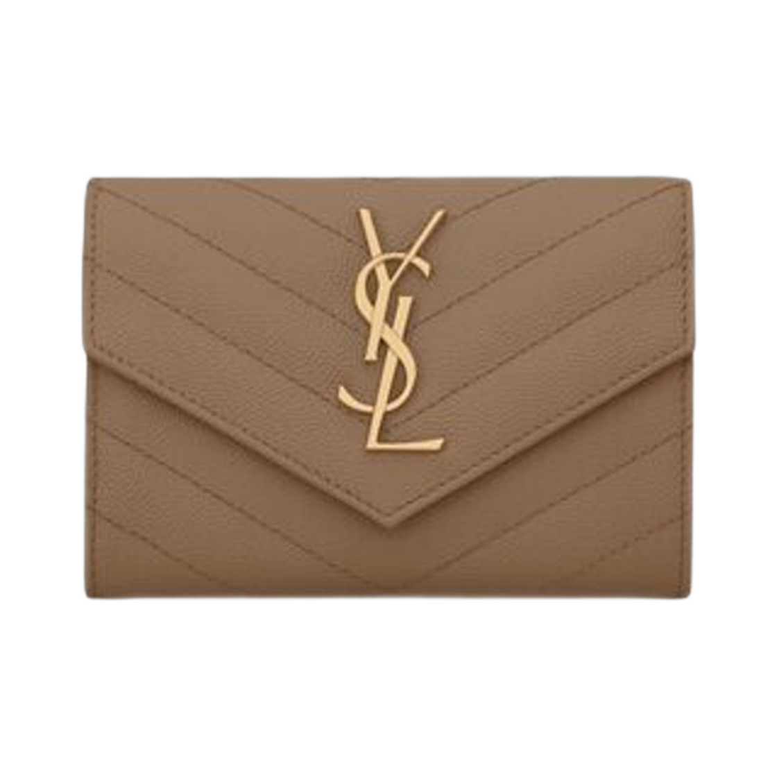 생로랑 카산드라 마틀라세 스몰 엔벨로프 월렛 그레인 드 뿌드르 엠보스 레더 토프(Saint Laurent Cassandre Matelasse Small Envelope Wallet in Grain De Poudre Embossed Leather Taupe) - 1