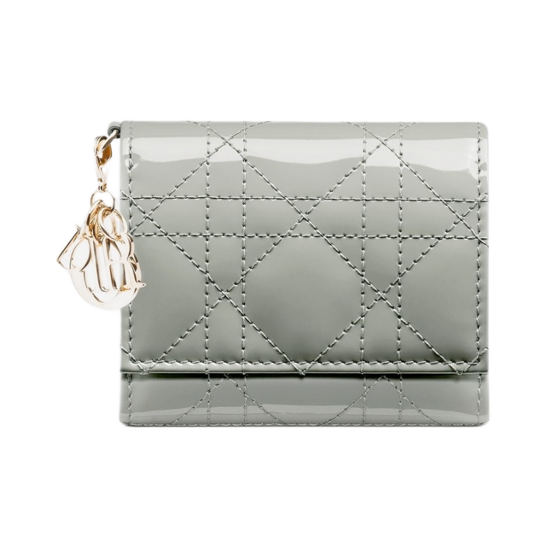 디올 레이디 로터스 지갑 그레이 스톤 페이턴트 까나쥬 카프스킨(Dior Lady Lotus Wallet Gray Stone Patent Cannage Calfskin) - 1