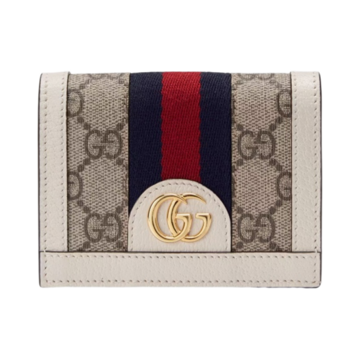 Gucci Ophidia Card Case Wallet Beige Ebony