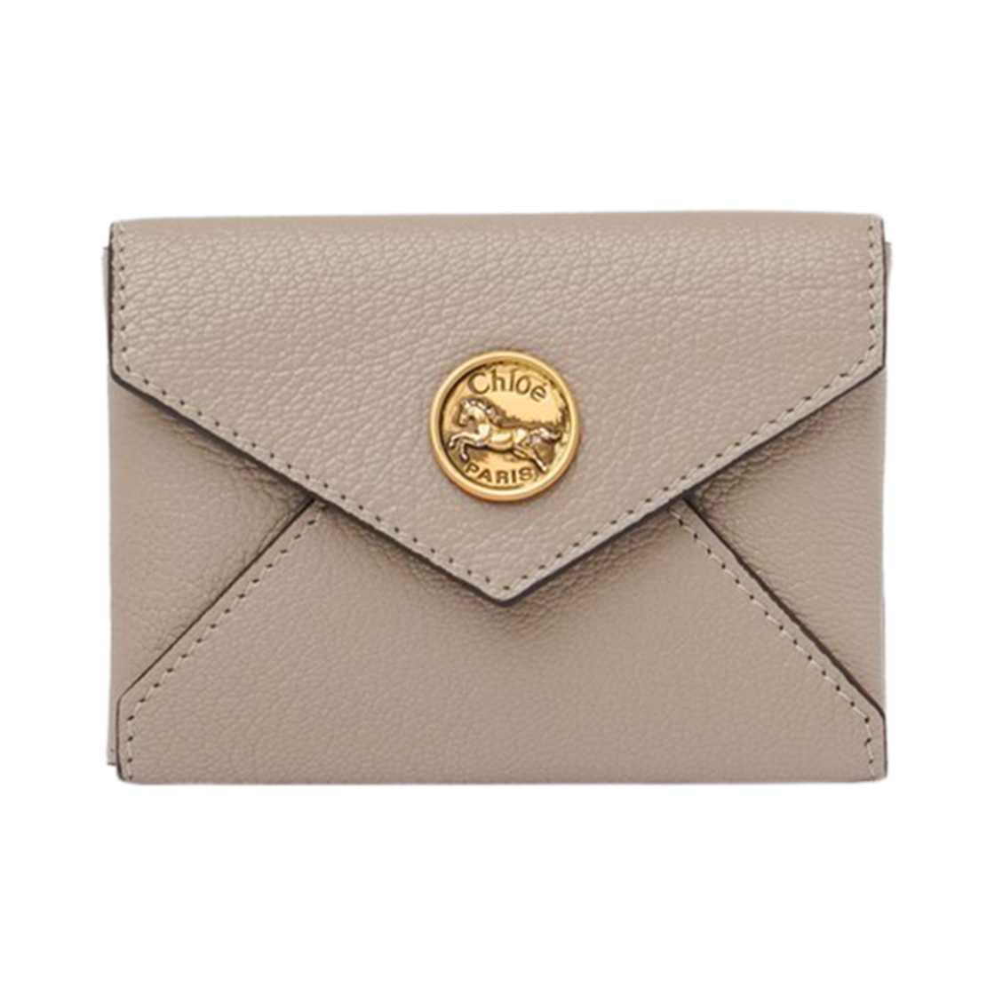 CH25SP537O9323W Chloe Envelope Card Holder in Grained Leather Motty Grey