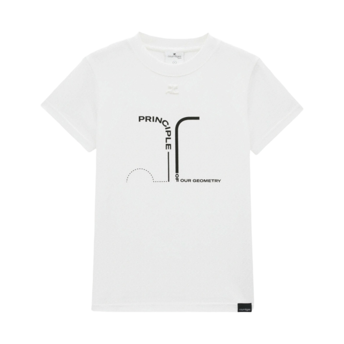 (W) 꾸레쥬 프린티드 티셔츠 헤리테지 화이트 블랙((W) Courreges Printed T-Shirt Heritage White Black) - 1