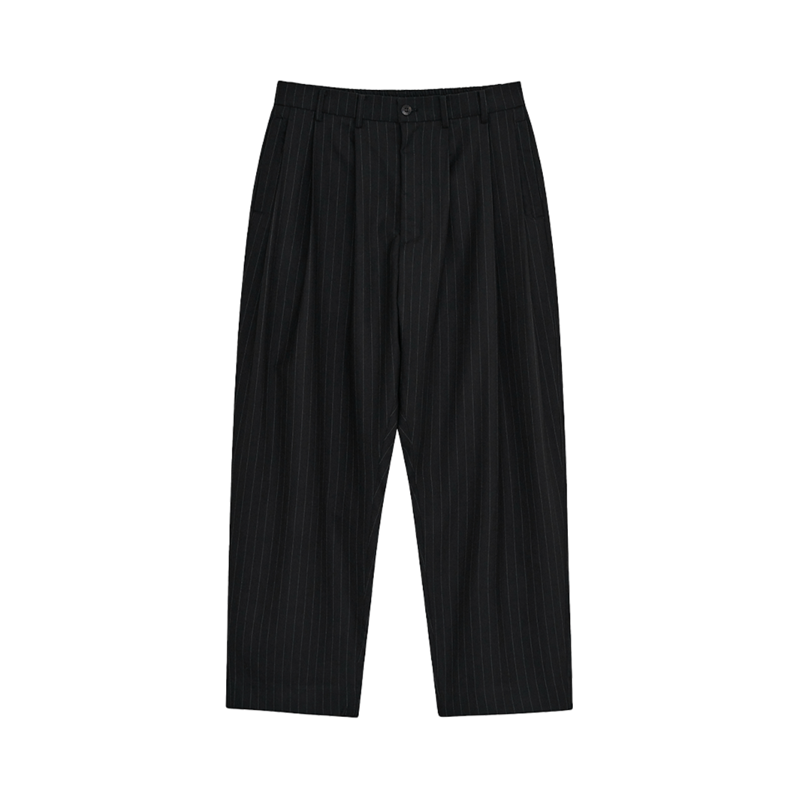 노운 와이드 테이퍼드 팬츠 스트라이프 블랙