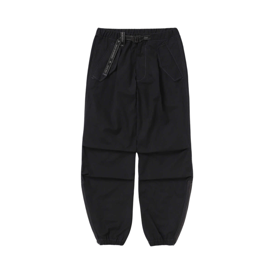 앤드 원더 하이 카운트 클로스 사이드 집 헴 팬츠 블랙(And Wander High Count Cloth Side Zip Hem Pants Black)