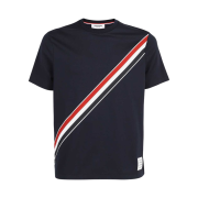 Thom Browne Diagonal Stripe Short Sleeve T-Shirt Navy