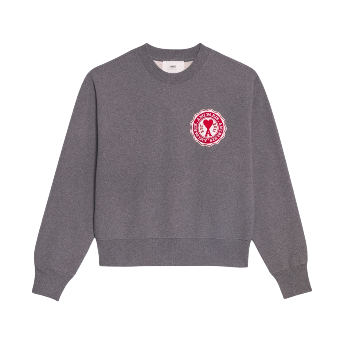 아미 하트 패치 로고 스웨트셔츠 헤더 그레이(AMI de Coeur Patch Sweatshirt Heather Grey)