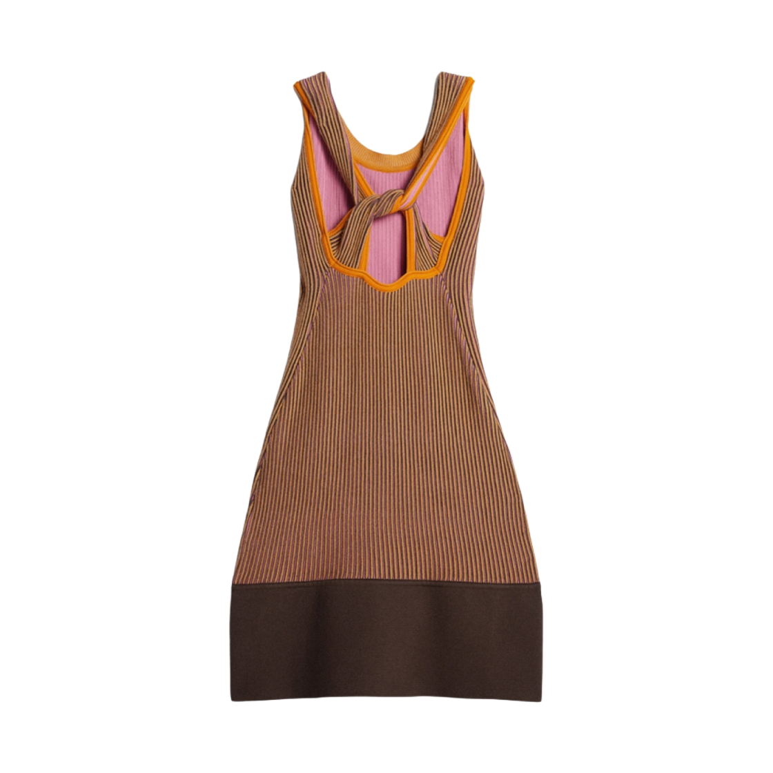 (W) 자크뮈스 라 로브 마이유 터비 립드 니트 드레스 멀티 브라운((W) Jacquemus La Robe Maille Turbi Ribbed Knit Dress Multi Brown) - 2