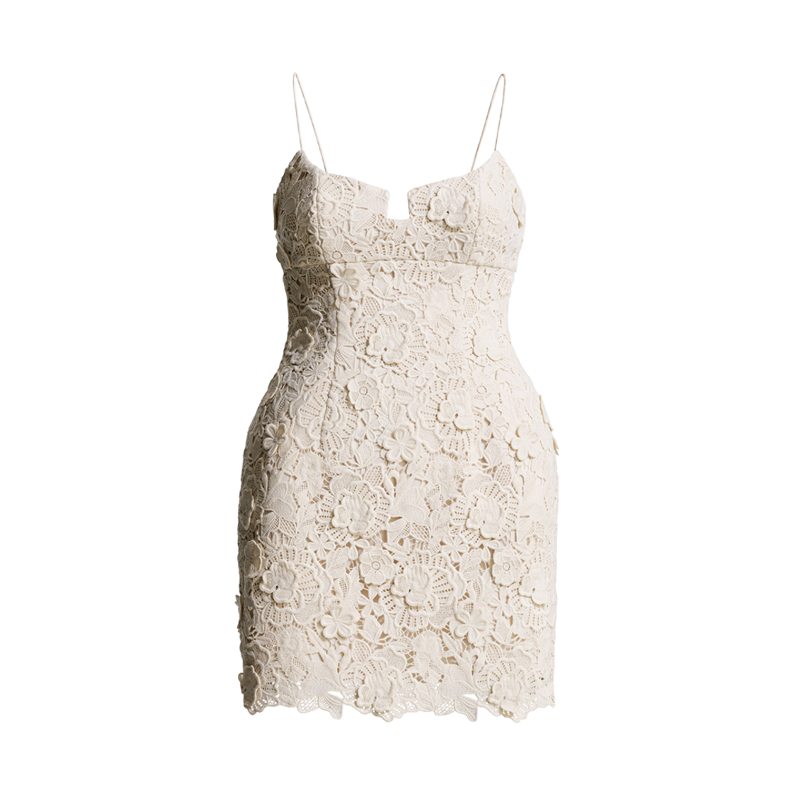 1261818001 (W) H&M x Magda Butrym Floral Applique Hourglass Lace Dress Cream Floral