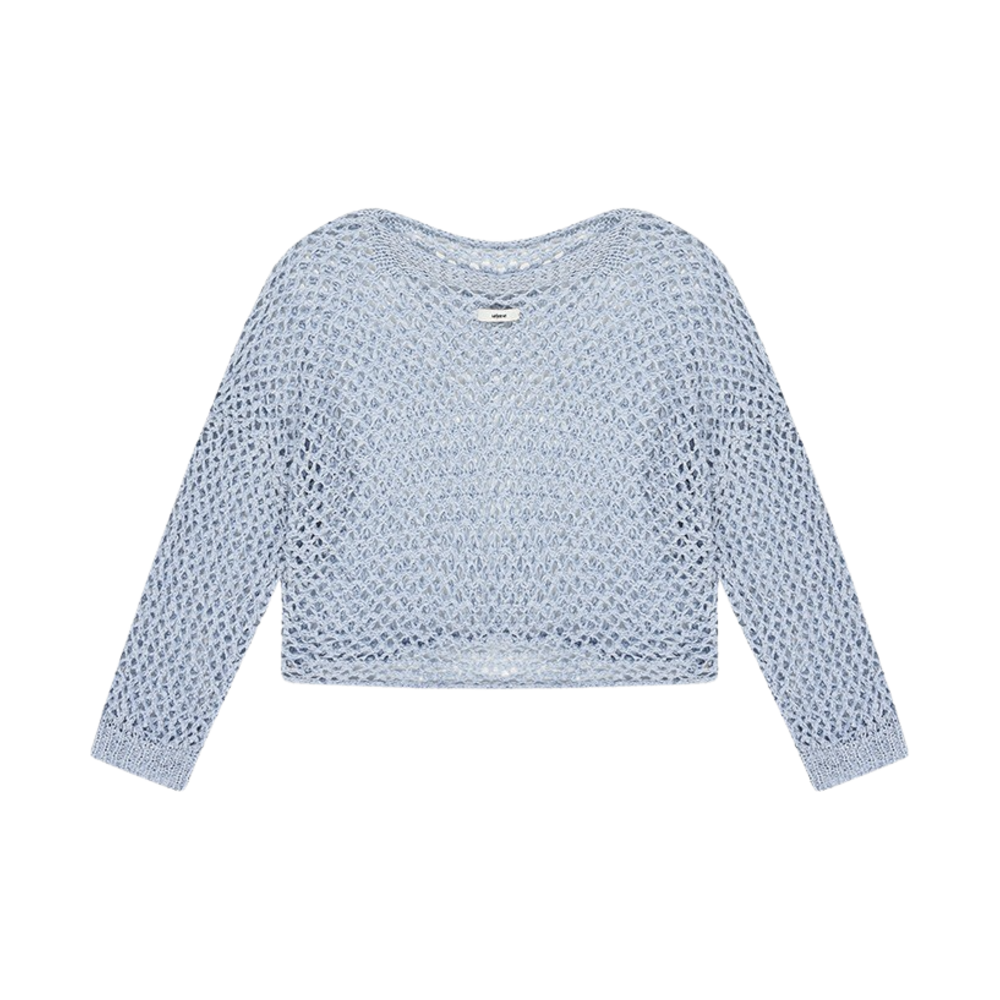 레터리 그물 레이어드 니트 블루