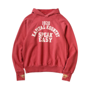 Kapital Raglan Hooded Fleece Sweatshirt Speakeasy College Pt Red