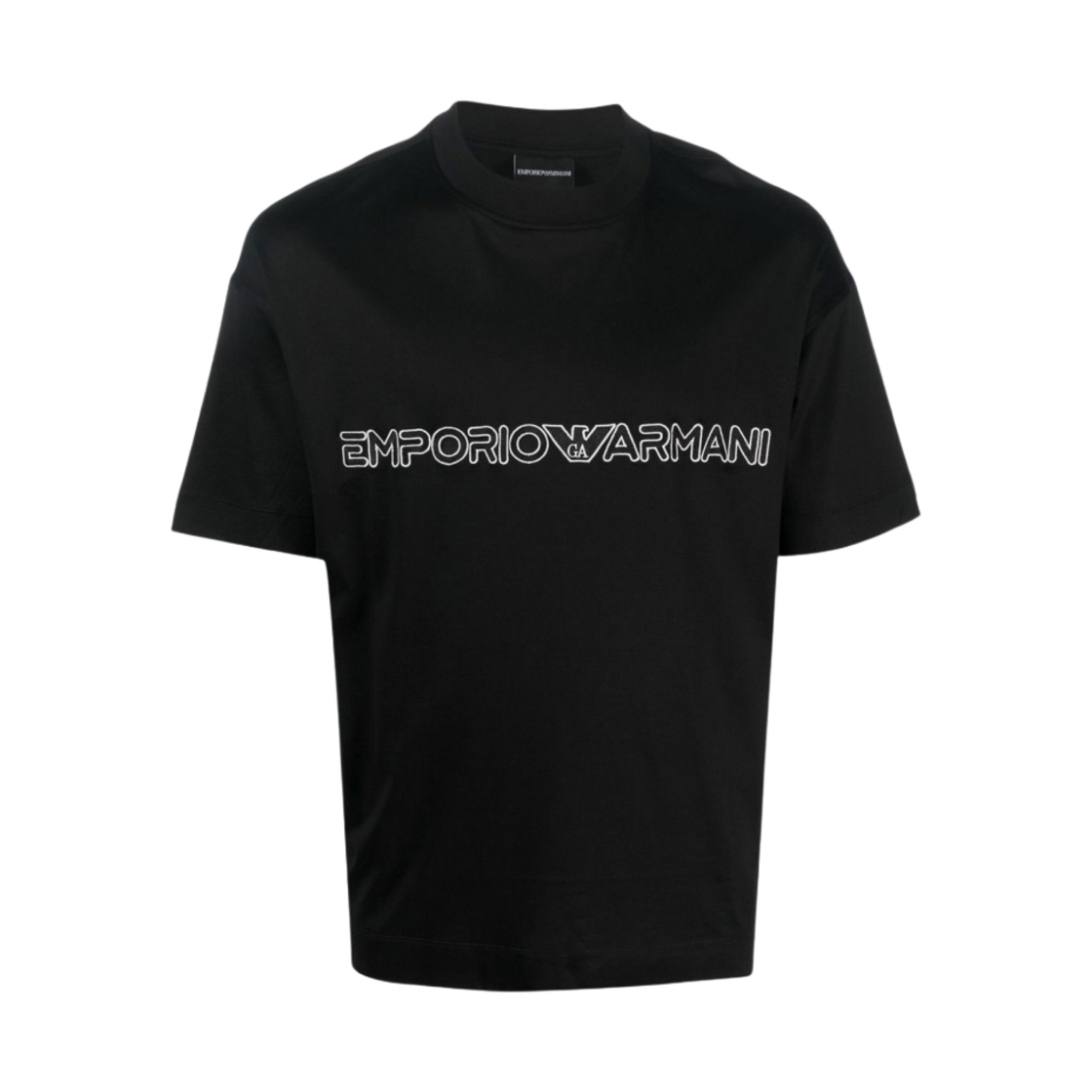 3R1TBD1JUVZ0999 Emporio Armani Logo Print Lyocell Cotton T-Shirt Black