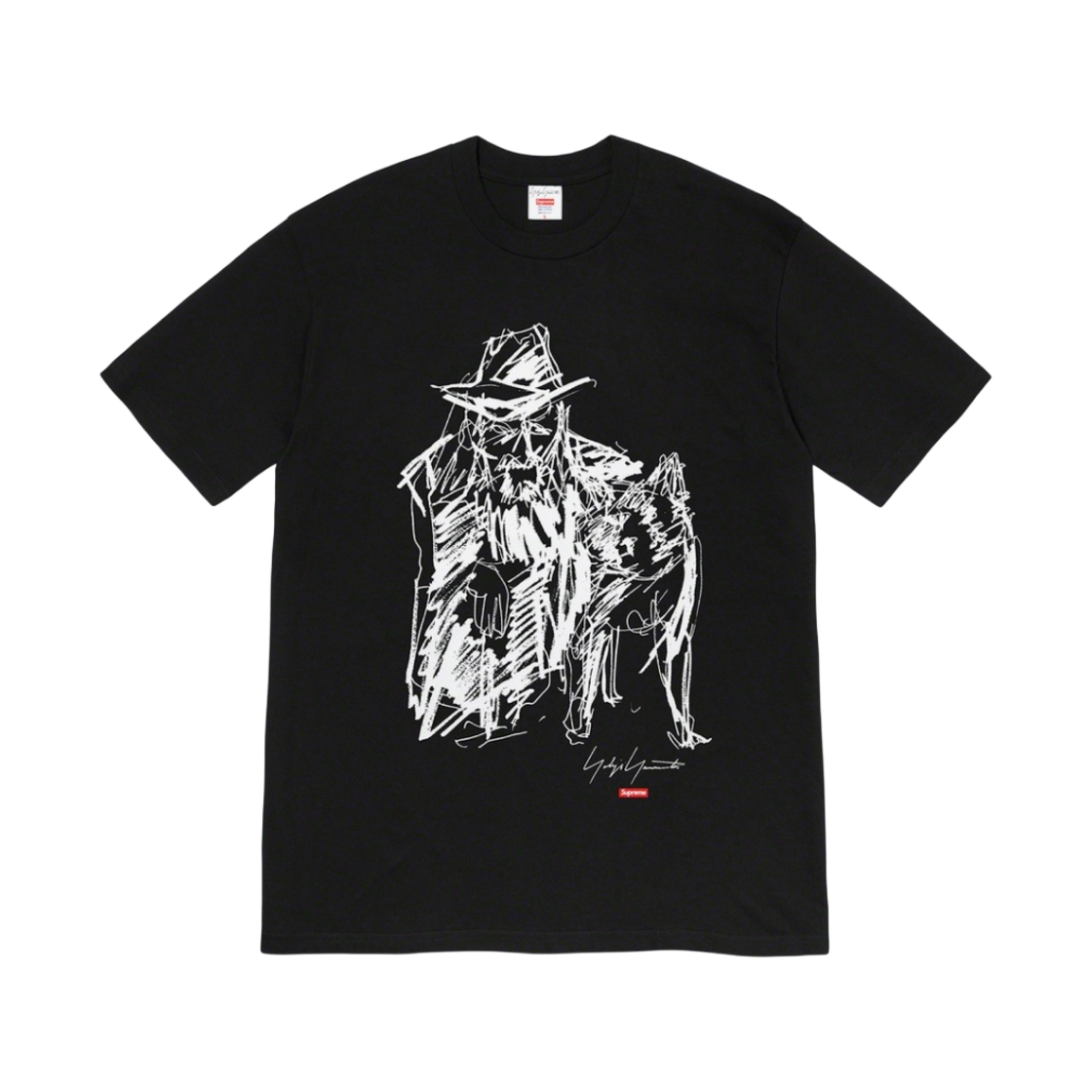 슈프림 x 요지 야마모토 스크리블 포트리트 티셔츠 블랙 - 20FW(Supreme x Yohji Yamamoto Scribble Portrait T-Shirt Black - 20FW) - 1