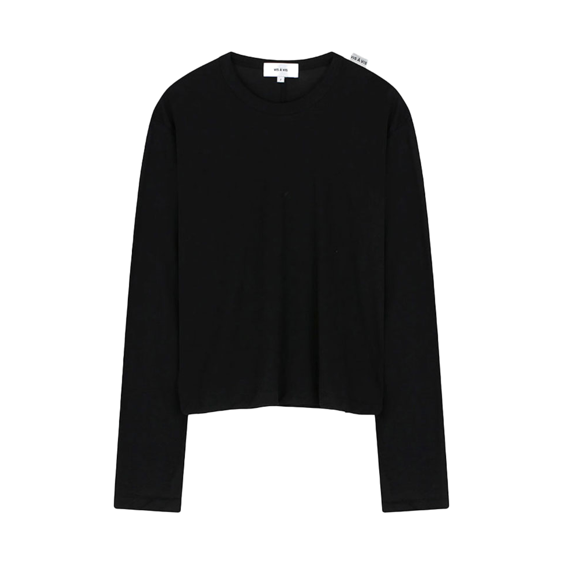 252-2403-01 VIS A VIS Cotton Long Sleeved Center Back Seam Tee Shirt Black