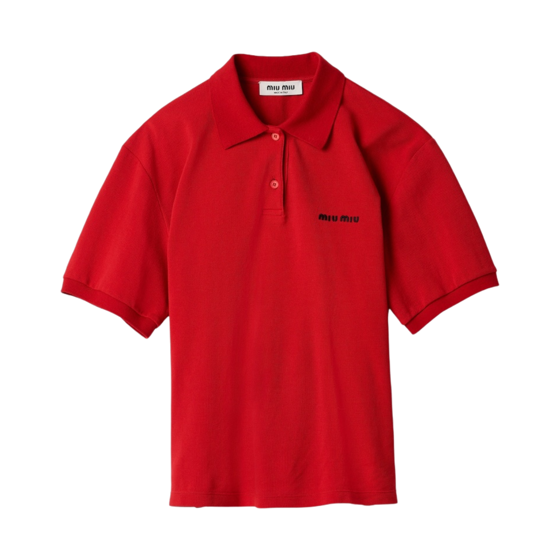 (W) 미우 미우 코튼 피케 폴로 셔츠 레드((W) Miu Miu Cotton Pique Polo Shirt Red) - 1