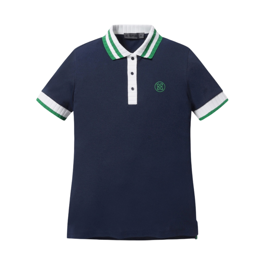 (W) 지포어 투톤 칼라 피케 폴로 티셔츠 네이비((W) G/Fore Two Tone Collar Pique Polo T-Shirt Navy) - 1