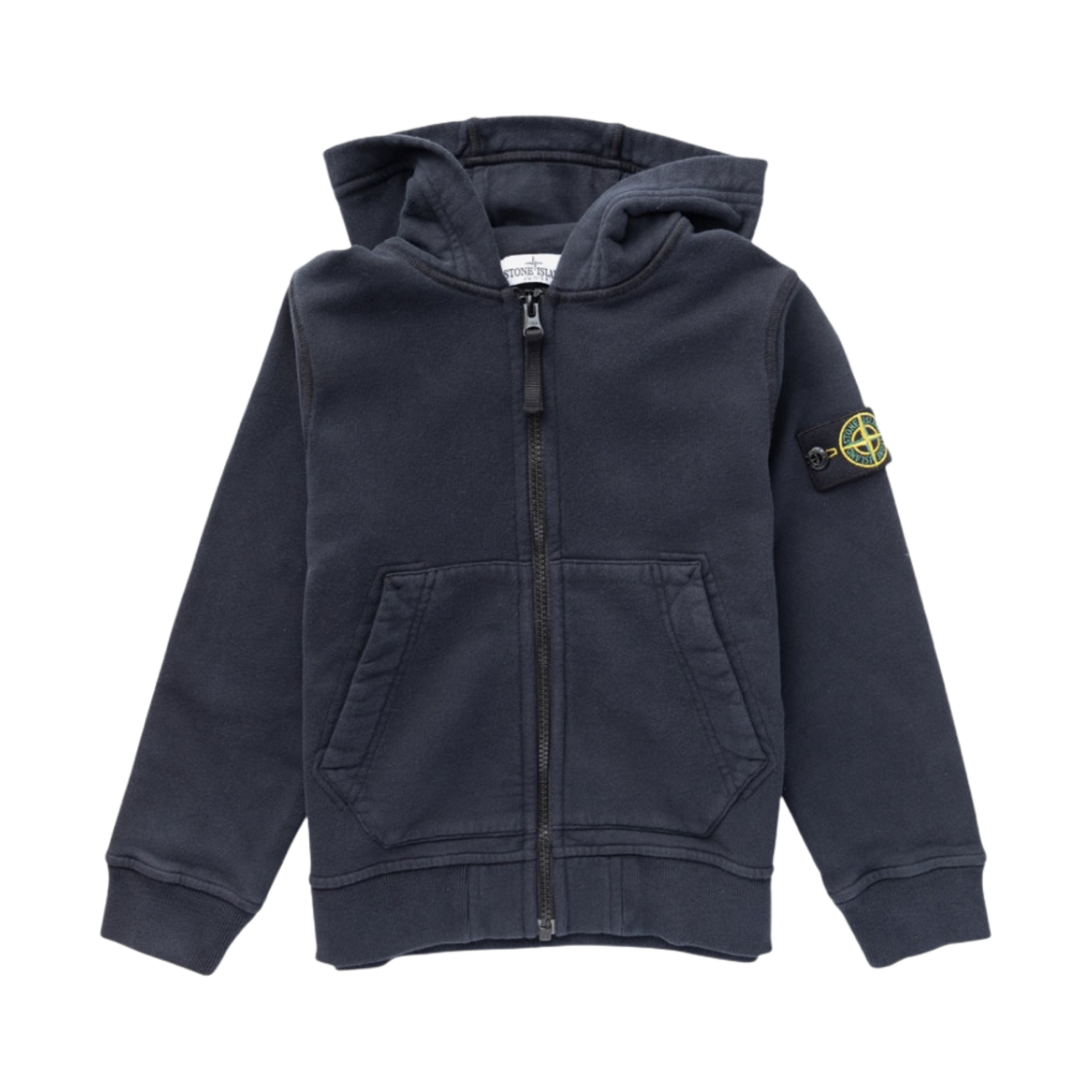 (키즈) 스톤 아일랜드 60740 코튼 플리스 풀 집업 후드 스웨트셔츠 네이비 블루 - 22FW((Kids) Stone Island 60740 Cotton Fleece Full Zip Hooded Sweatshirt Navy Blue - 22FW) - 1