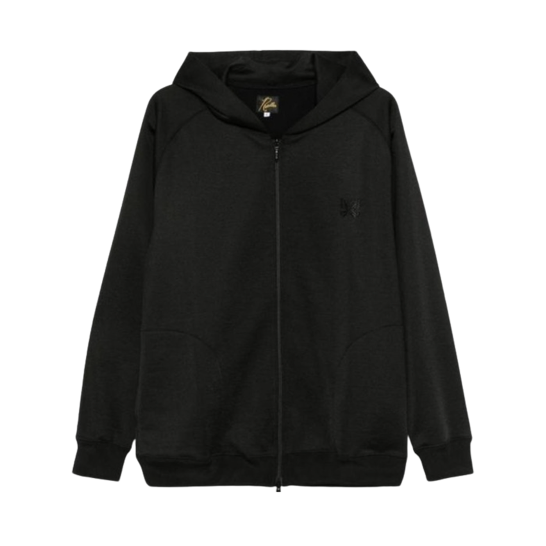 니들스 로고 저지 후드 집업 블랙(Needles Logo Jersey Hoodie Zip Up Black)