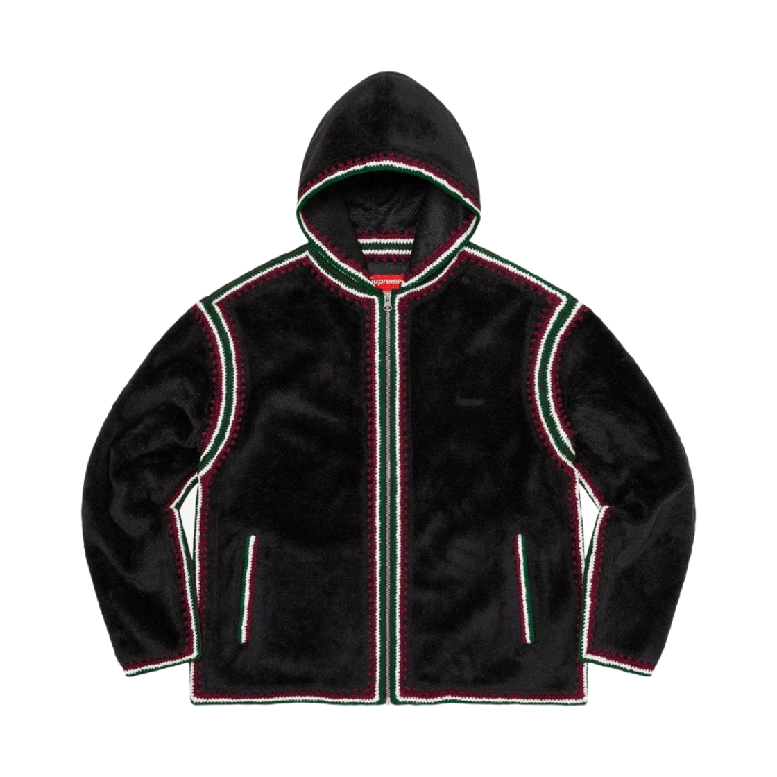 슈프림 크로쉐 엣지 후드 집업 탑 블랙 - 23SS(Supreme Crochet Edge Hooded Zip Up Top Black - 23SS) - 1