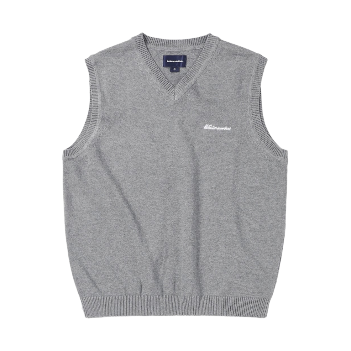 TN241KKNPK03GRY thisisneverthat Script Logo Knit Vest Grey