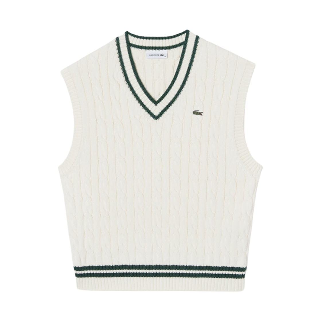(W) 라코스테 테니스 스트럭쳐 컬러 티핑 코튼 베스트 화이트((W) Lacoste Tennis Structure Color Tipping Cotton Vest White) - 1