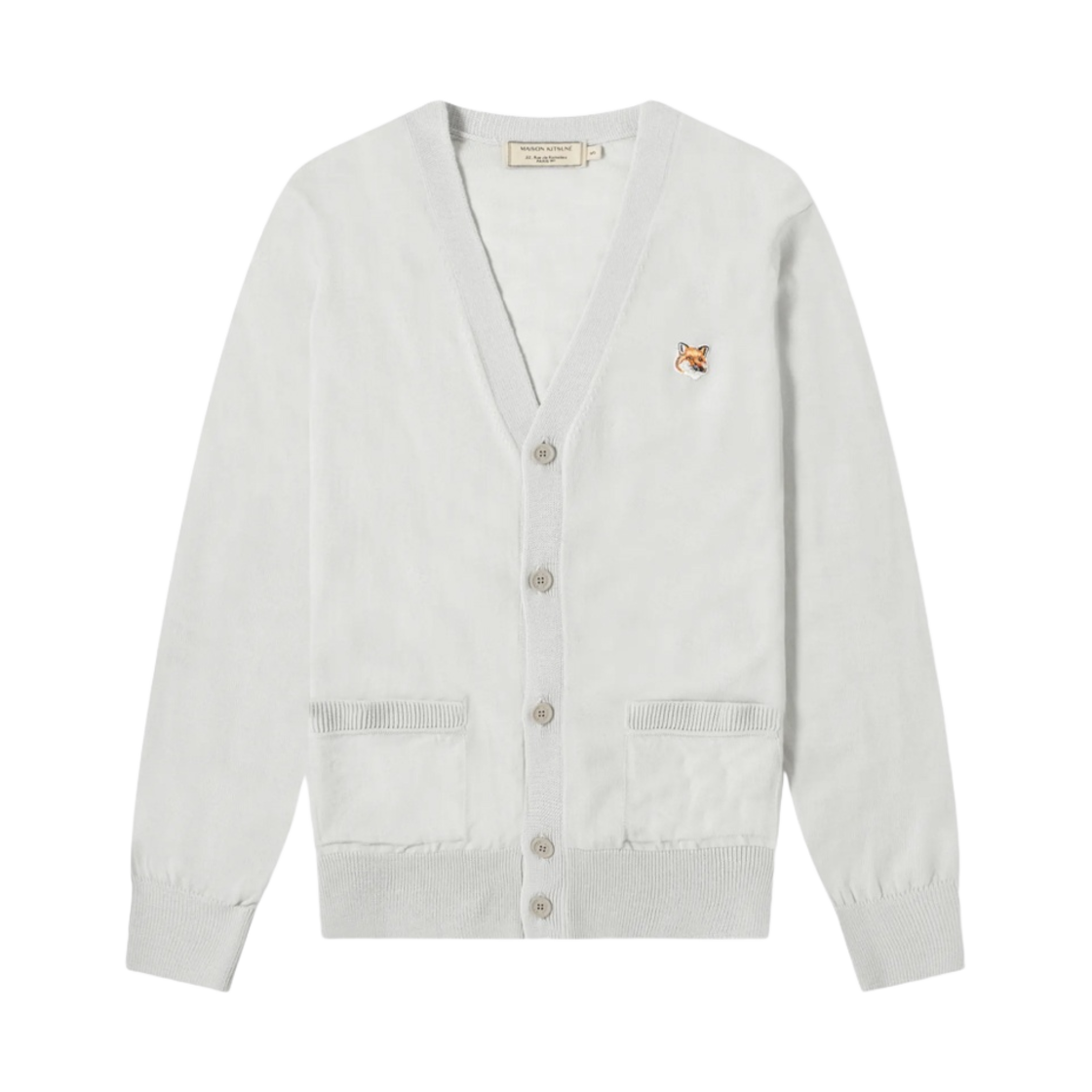 EM00557KT1036 Maison Kitsune Fox Head Cardigan Light Grey