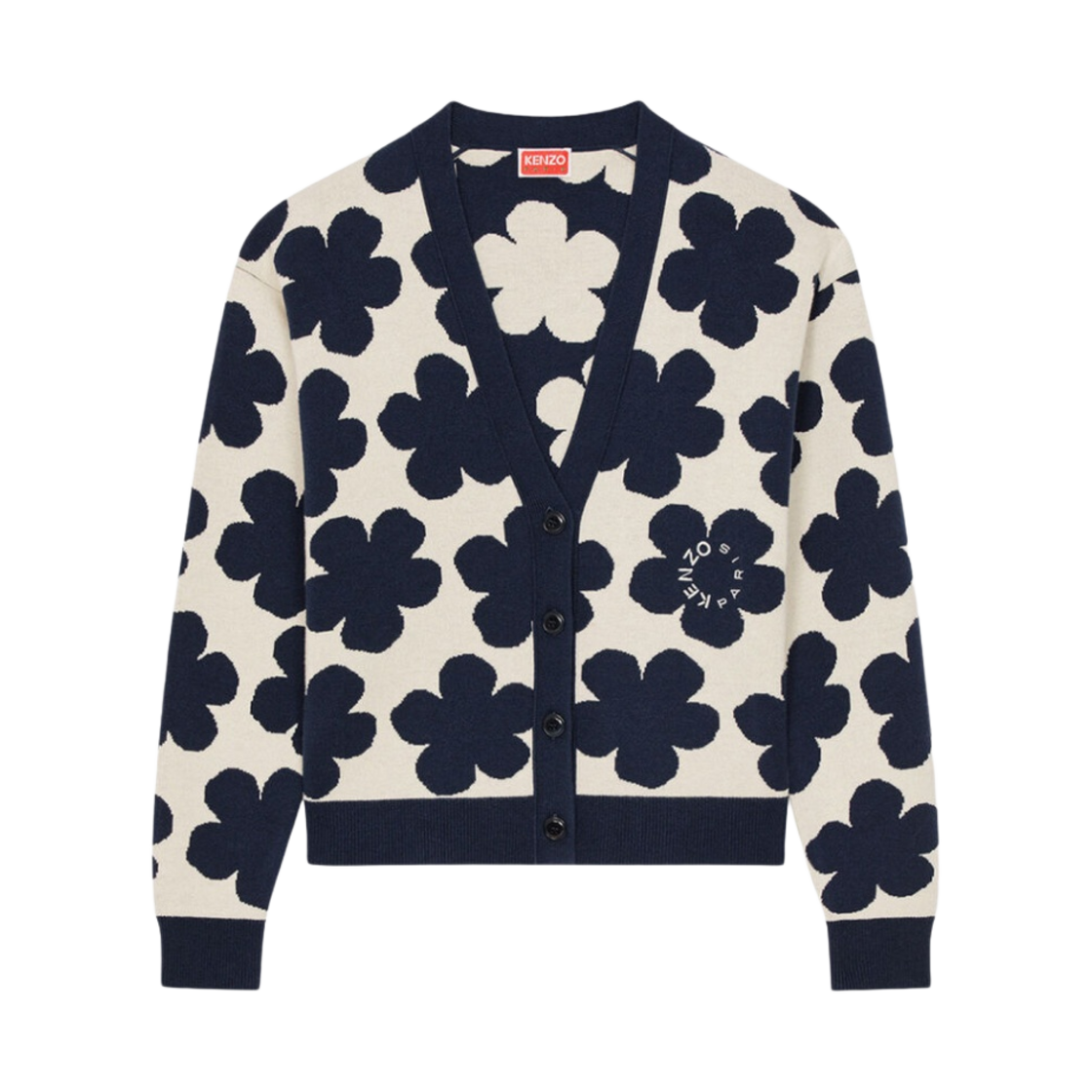 (W) 겐조 하나 닷 자카드 가디건 오프 화이트((W) Kenzo Hana Dots Jacquard Cardigan Off White) - 1