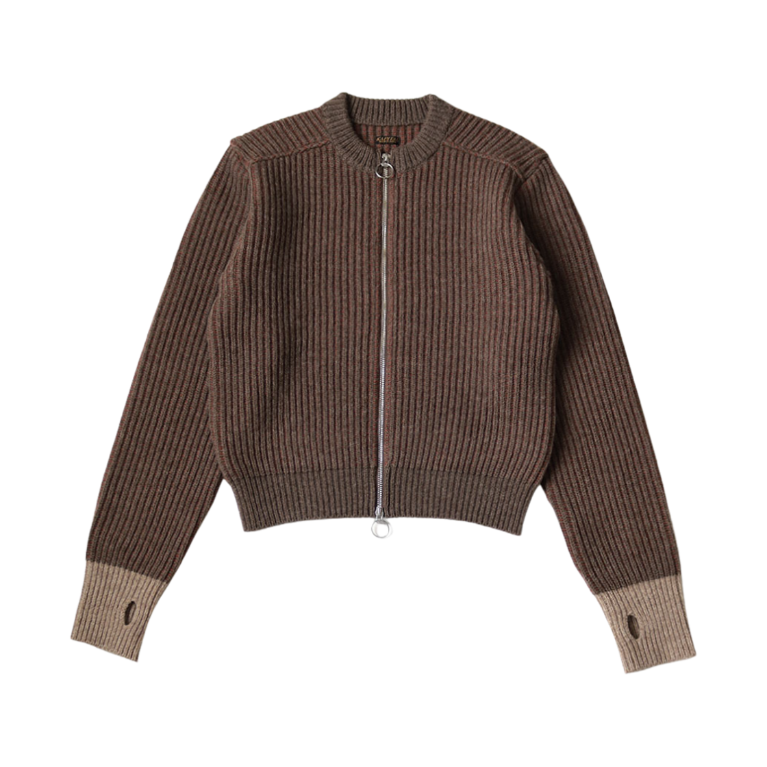 캐피탈 5G 울 립 니트 집 숏 가디건 브라운 오렌지(Kapital 5G Wool Rib Knit Zip Short Cardigan Brown Orange) - 1