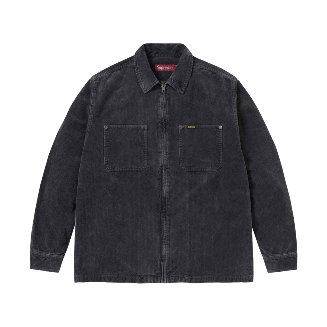 슈프림 워시드 코듀로이 집업 셔츠 블랙 - 24SS