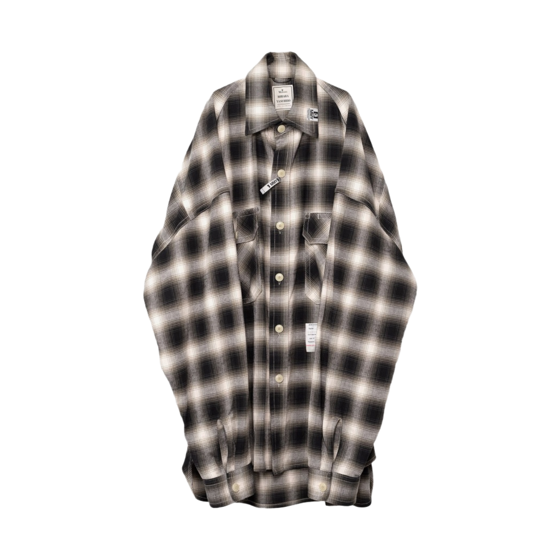 메종 미하라 야스히로 슈퍼 빅 체크 롱슬리브 셔츠 화이트