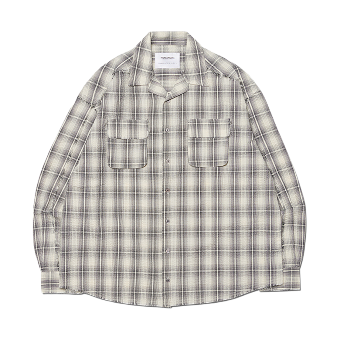 노매뉴얼 시어서커 체크 셔츠 아이보리(NOMANUAL Seersucker Check Shirts Ivory)