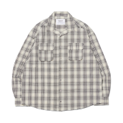 NOMANUAL Seersucker Check Shirts Ivory