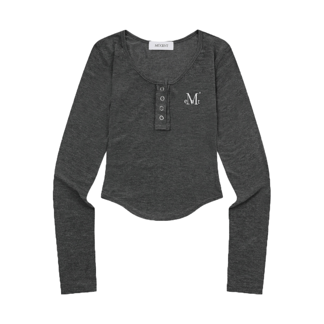 무센트 하링 시그니처 로고 스냅 버튼 유넥 굴림티 차콜(MUCENT Haring Signature Logo Snap Button U Neck T Charcoal) - 1