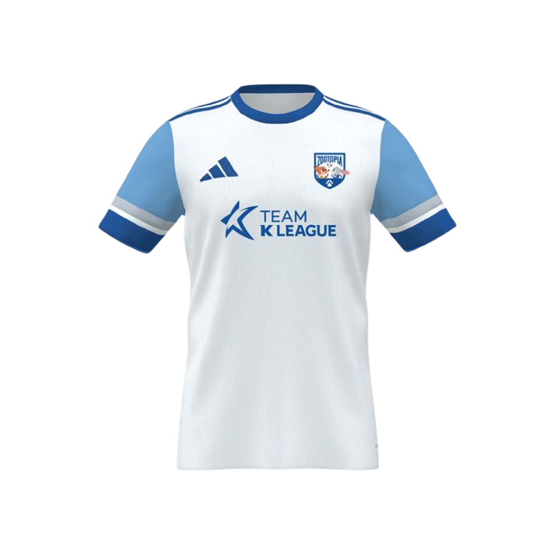 K 리그 x 주토피아 x 아디다스 트레이닝 탑 화이트 블루(K League x Zootopia x Adidas Traing Top White Blue)