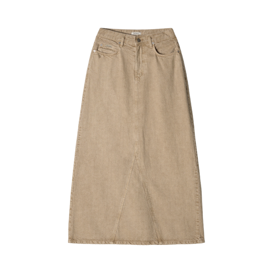 - (W) Aviemuah Low Belt Loop Maxi Straight Skirt Beige