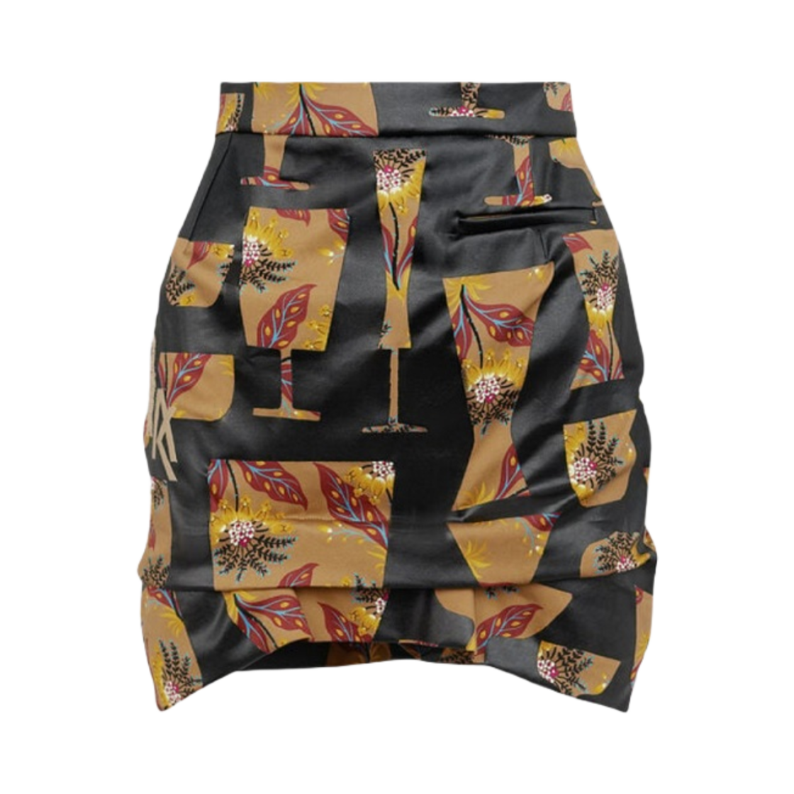 (W) 비비안 웨스트우드 미니 플리츠 펜슬 스커트 골드 프린트((W) Vivienne Westwood Mini Pleated Pencil Skirt Gold Print) - 1