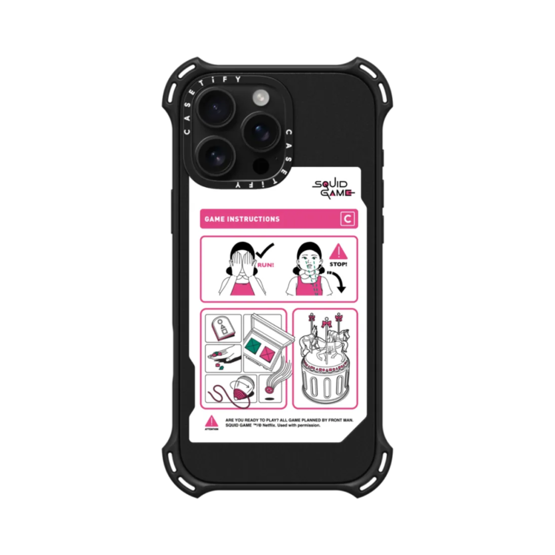 케이스티파이 x 오징어 게임 아이폰 게임 인스트럭션 바운스 케이스 매트 블랙(Casetify x Squid Game iPhone Game Instruction Bounce Case Matte Black) - 2