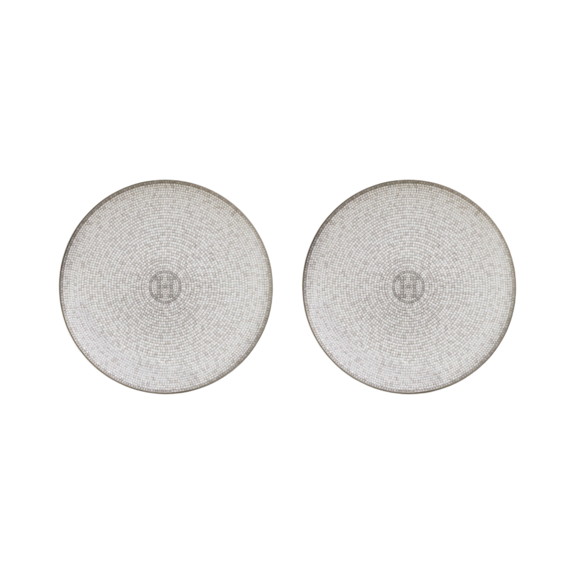 에르메스 모자이크 오 24 브레드 버터 플레이트 플래티넘 (2개입)