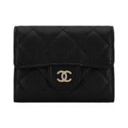 Chanel Classic Small Flap Wallet Grained Calfskin & Gold Black