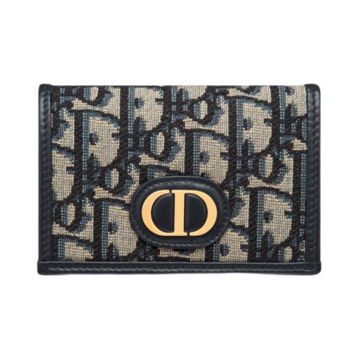 S2300UTZQ-M928 Dior 30 Montaigne Glycine Wallet Dior Oblique Jacquard Blue
