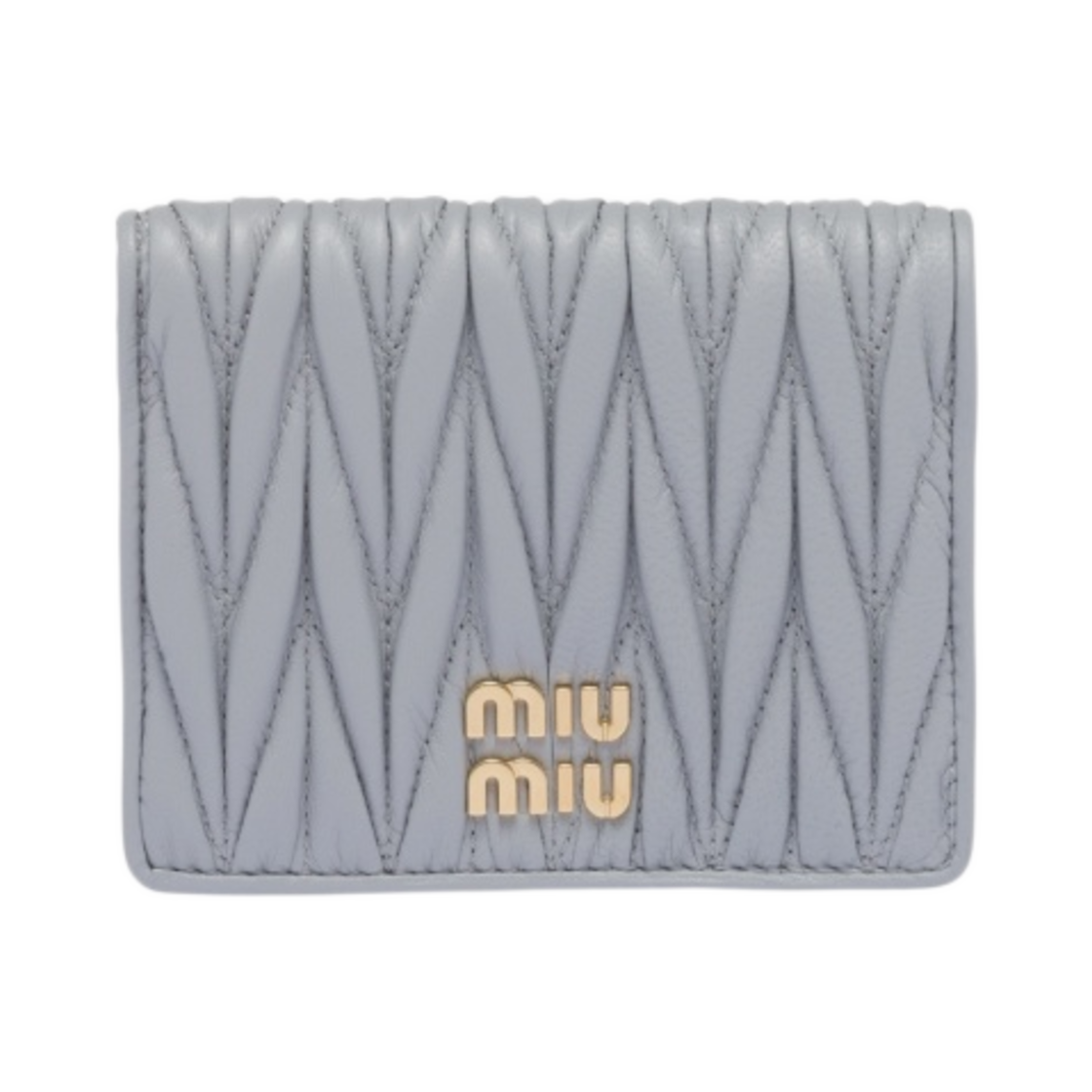 미우 미우 마테라쎄 나파 가죽 반지갑 콘플라워 블루(Miu Miu Matelasse Nappa Leather Wallet Cornflower Blue)