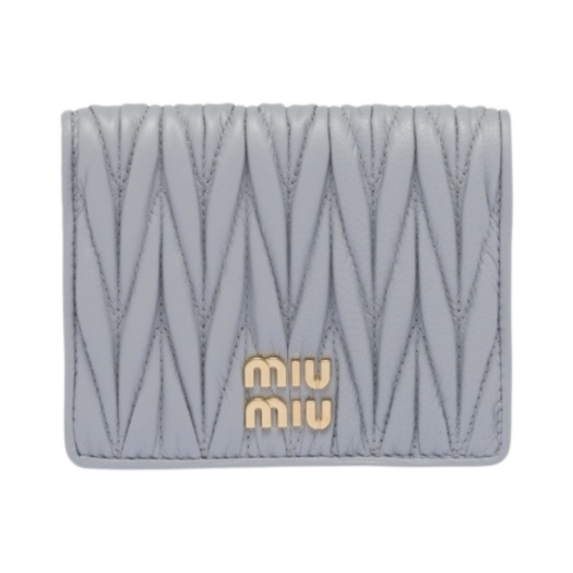 Miu Miu Matelasse Nappa Leather Wallet Cornflower Blue
