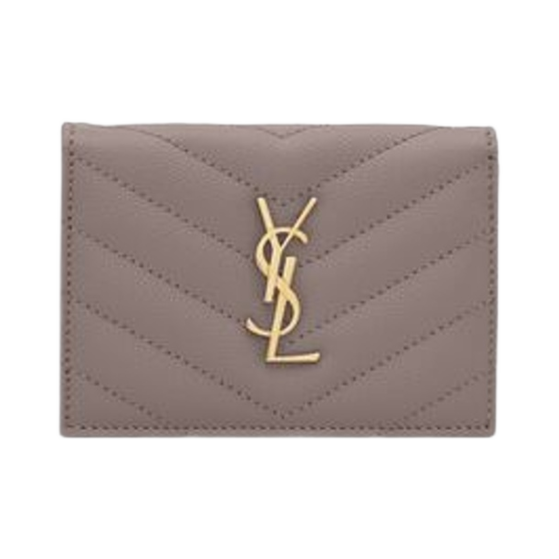 생로랑 카산드라 마틀라세 비즈니스 카드 케이스 그레인 드 뿌드르 엠보스 레더 포그(Saint Laurent Cassandre Matelasse Business Card Case in Grain De Poudre Embossed Leather Fog) - 1