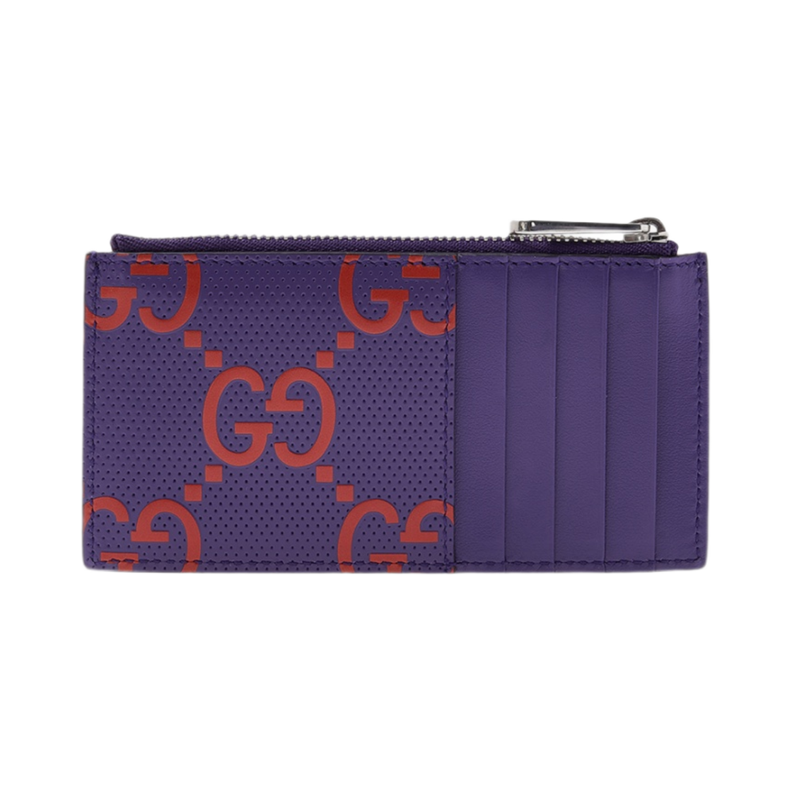구찌 GG 엠보스 지퍼 카드 케이스 퍼플 오렌지(Gucci GG embossed Zip Card Case Purple Orange) - 3